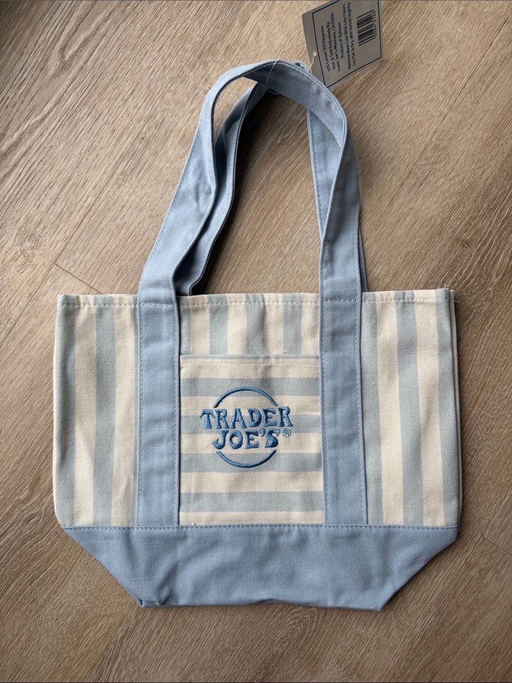 Trader Joe's Blue & Cream Striped Canvas Mini Tote